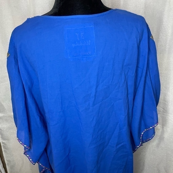 Johnny Was 3J Workshop Blue Tunic Bohemian Top Embroidered Size Med Womens   - Picture 8 of 10